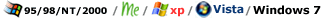 Windows 95 / 98 / NT / 2000 / ME / XP Professional / Vista / Windows 7